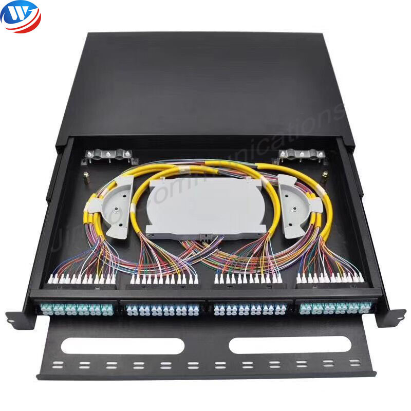 Los 24 paneles de remiendo portuario de la fibra óptica del adaptador del LC de la base 12 19 pulgadas que resbalan el soporte de estante